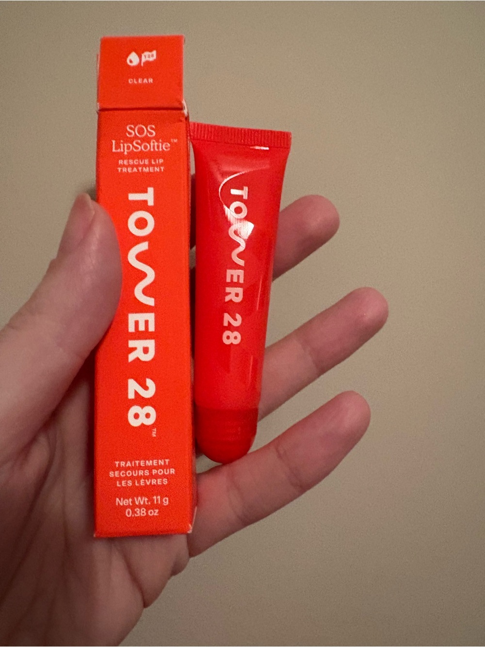 Tower 28 SOS LipSoftie Rescue Lip Treatment — clear gloss